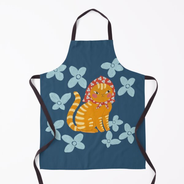Item preview, Cottagecore Babushka Cat with Floral Headscarf designed and sold by LafinaArt.