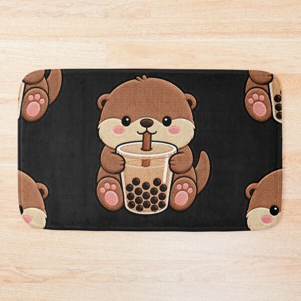 Item preview, Kawaii Otter with Bubble Tea - Cute Otter Embroidery Patch designed and sold by ColorSplash123.