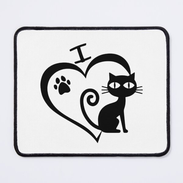 Item preview, I Love Cats Heart Black Kitten Silhouette designed and sold by Macias123.