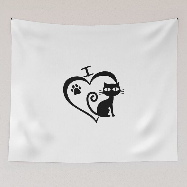Item preview, I Love Cats Heart Black Kitten Silhouette designed and sold by Macias123.