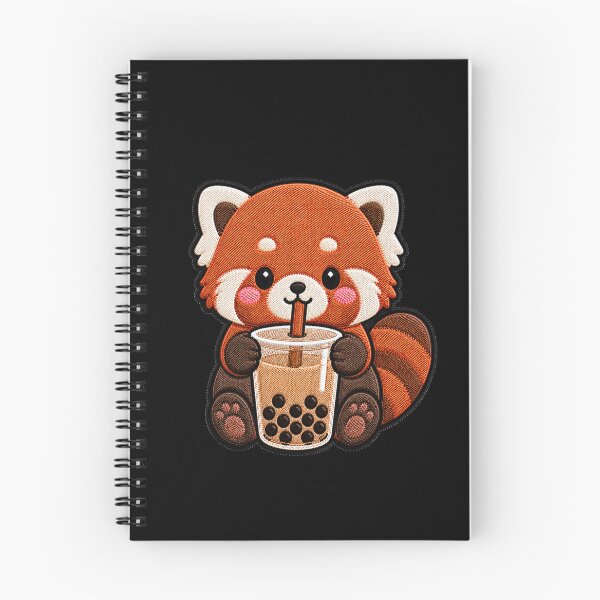 Item preview, Kawaii Red Panda with Bubble Tea - Cute Red Panda Embroidery Patch designed and sold by ColorSplash123.