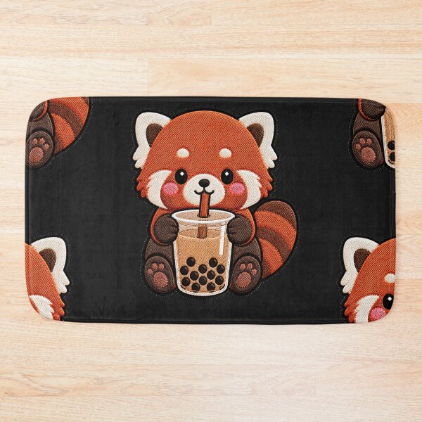 Item preview, Kawaii Red Panda with Bubble Tea - Cute Red Panda Embroidery Patch designed and sold by ColorSplash123.