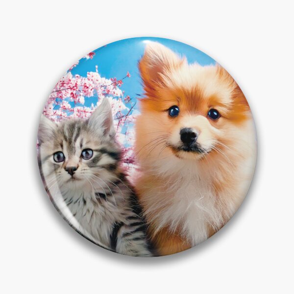 Item preview, Adorable Puppy and Kitten Under Cherry Blossoms designed and sold by OsakaYumeWorks.