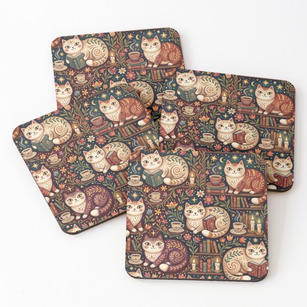 Item preview, Cozy Autumn Reading Cats Pattern designed and sold by Iampoji.