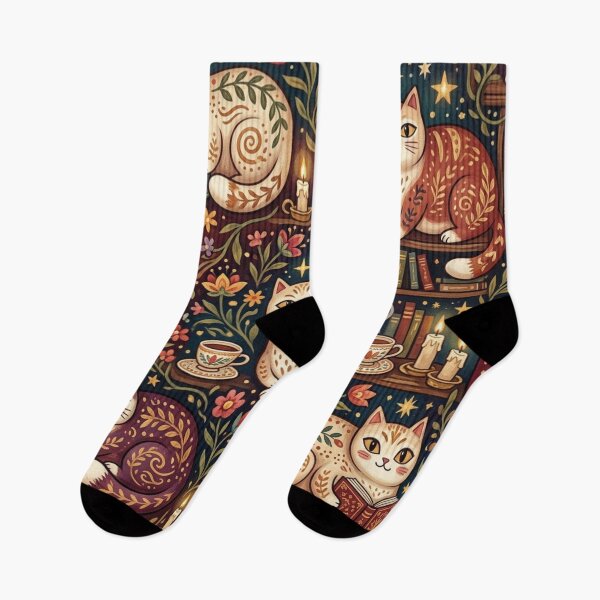 Item preview, Cozy Autumn Reading Cats Pattern designed and sold by Iampoji.