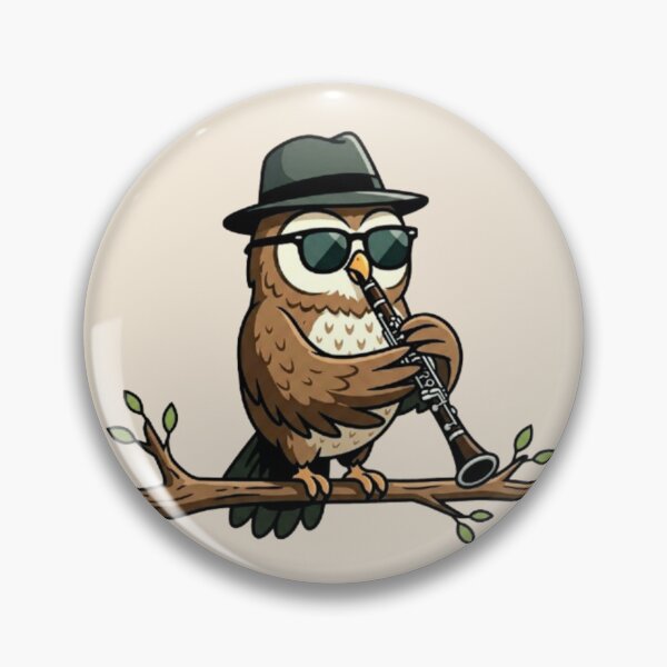 Item preview, Cool Jazz Owl Playing Clarinet designed and sold by Dogandesighn.