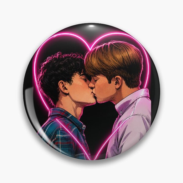 Item preview, Kiss between Nick (Kit Connor) and Charlie (Joe Locke) from the series Heartstopper (fan art) designed and sold by PopCultureAndStuff.