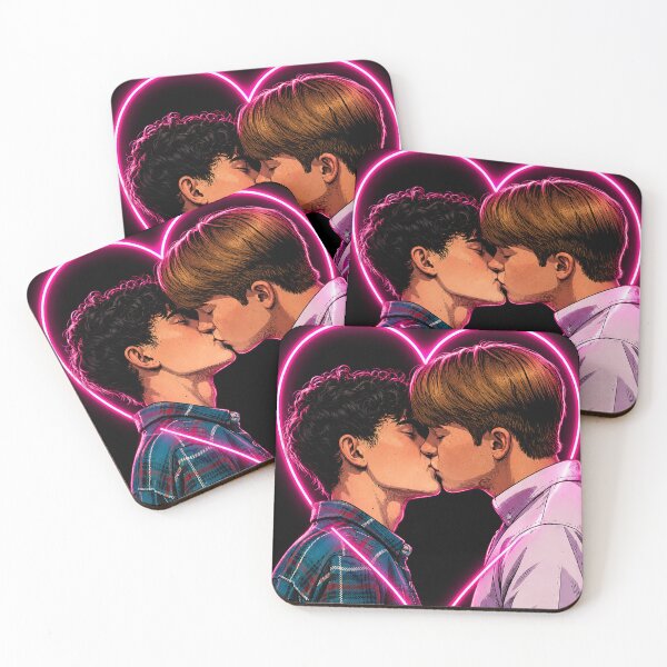 Item preview, Kiss between Nick (Kit Connor) and Charlie (Joe Locke) from the series Heartstopper (fan art) designed and sold by PopCultureAndStuff.