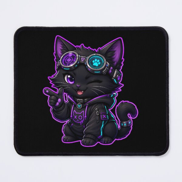 Item preview, Cyberpunk Black Cat Gamer with Goggles designed and sold by LuisWorks.