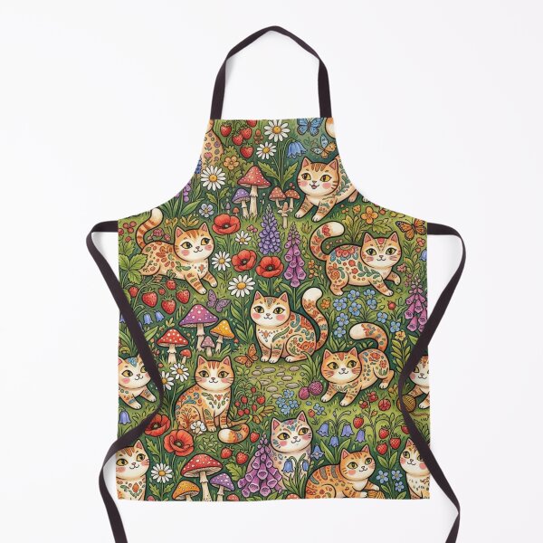 Item preview, Cats in the Garden Floral Pattern designed and sold by Iampoji.