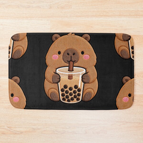 Item preview, Kawaii Capybara with Bubble Tea - Cute Capybara Embroidery Patch designed and sold by ColorSplash123.