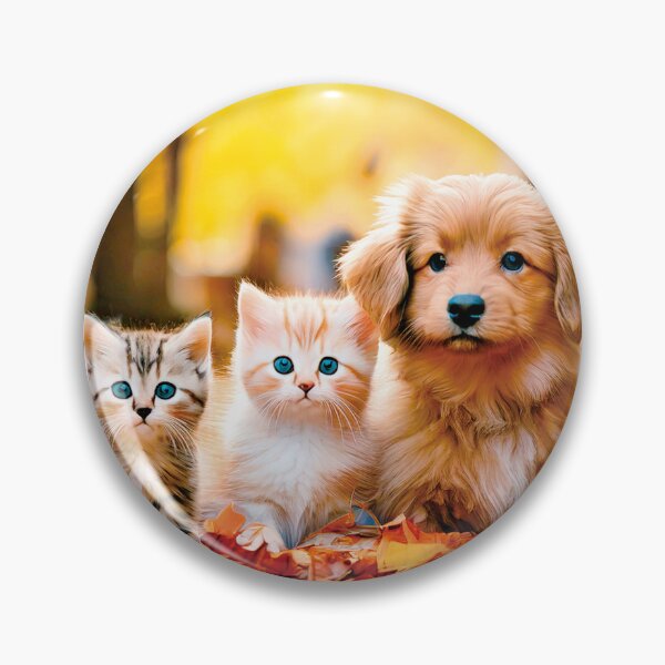 Item preview, Fluffy Puppy and Kittens in Autumn Leaves designed and sold by OsakaYumeWorks.