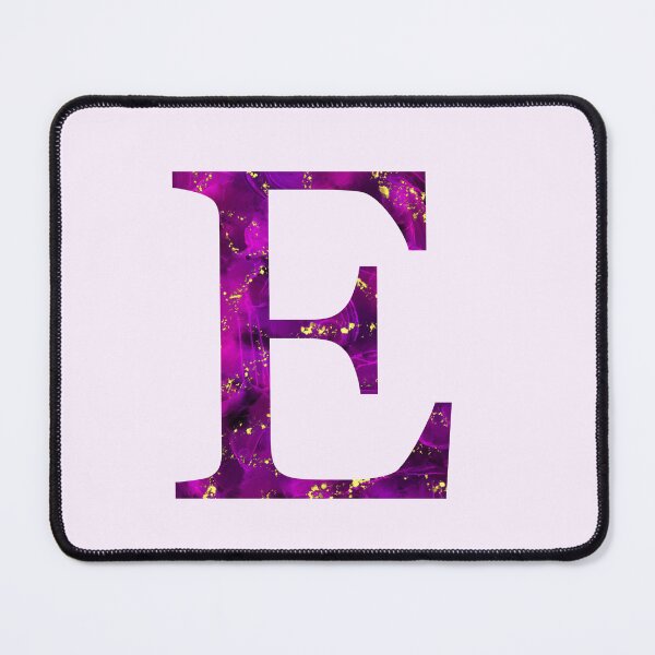 Item preview, Monogram letter E in pink color with gold accents, alcohol ink digital art designed and sold by SweetLilith.