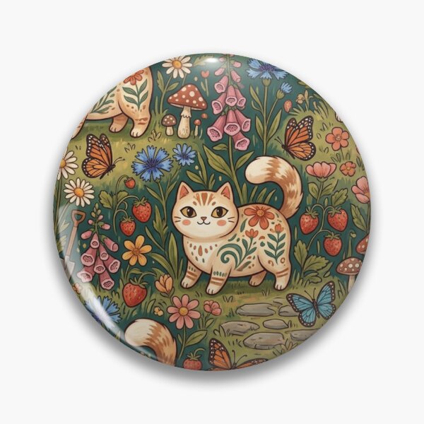 Item preview, Cute Cats in a Magical Garden Pattern designed and sold by Iampoji.