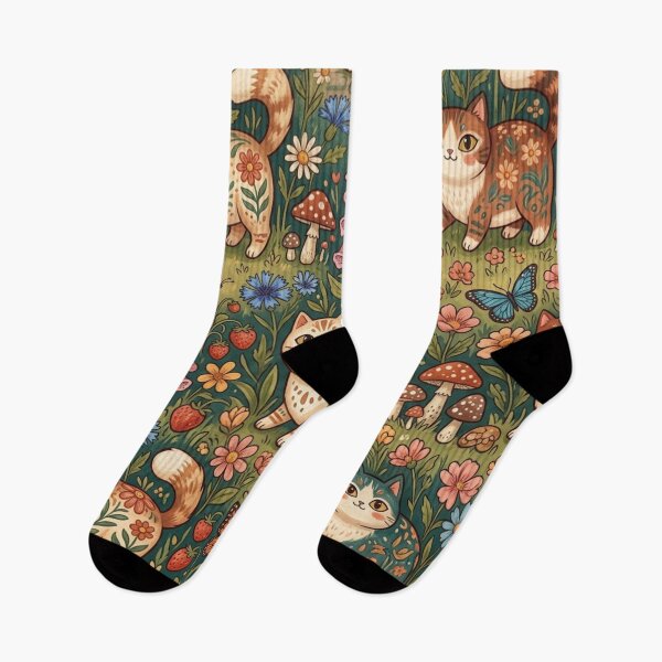 Item preview, Cute Cats in a Magical Garden Pattern designed and sold by Iampoji.