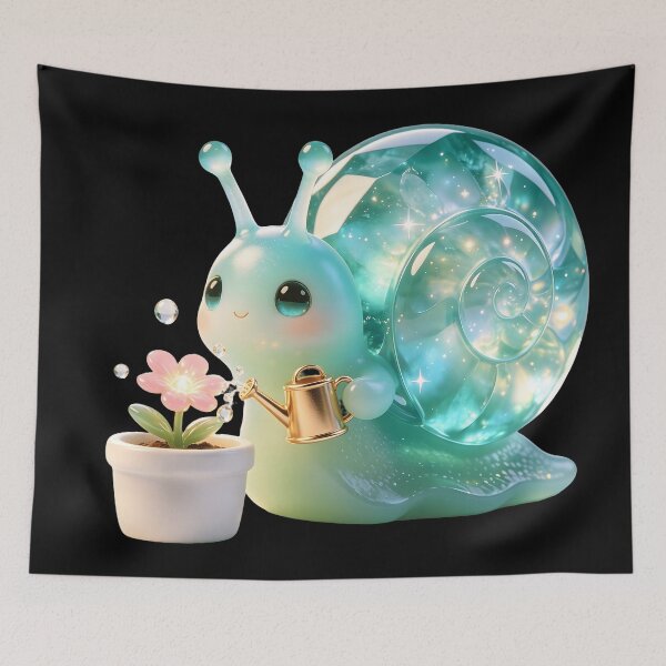 Item preview, Emerald Snail - The Tiny Gardener: Watering a Magic Flower designed and sold by ABYSSLAB.