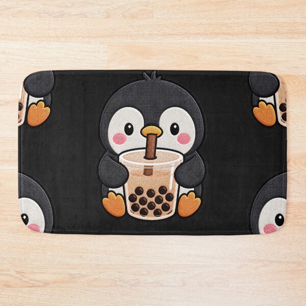 Item preview, Kawaii Penguin with Bubble Tea - Cute Penguin Embroidery Patch designed and sold by ColorSplash123.