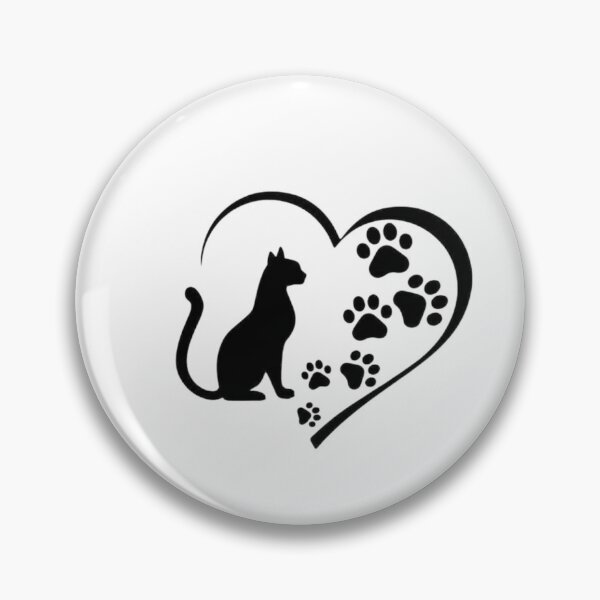 Item preview, Cat Silhouette Heart and Paw Prints Minimalist Art designed and sold by Macias123.