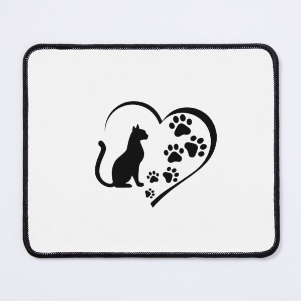 Item preview, Cat Silhouette Heart and Paw Prints Minimalist Art designed and sold by Macias123.