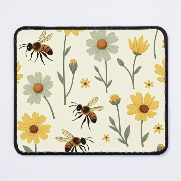 Item preview, Honey Bee Daisy Wildflower Seamless Pattern | Cottagecore Garden Design designed and sold by Gnanavka.