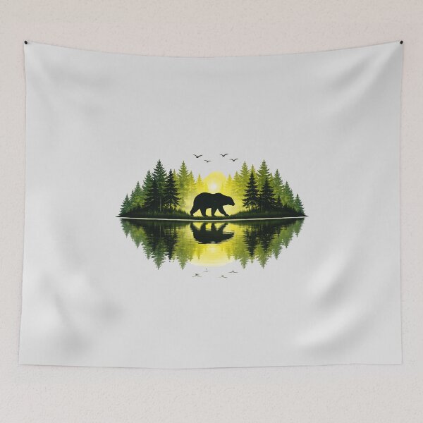 Item preview, vintage bear reflection art designed and sold by stikrusak.