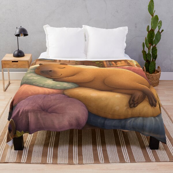 Item preview, Cute Sleepy Capybara Napping in a Cozy Room designed and sold by LuisWorks.