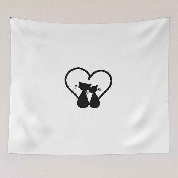 Item preview, Cat Couple Heart Tails Minimalist Silhouette designed and sold by Macias123.