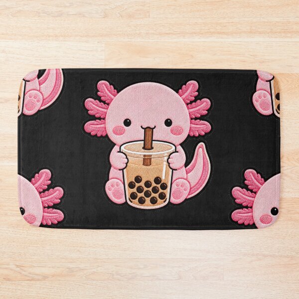 Item preview, Kawaii Axolotl with Bubble Tea - Cute Axolotl Embroidery Patch designed and sold by ColorSplash123.