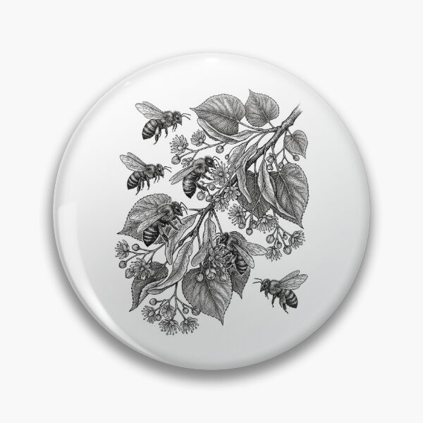 Item preview, Detailed Honey Bees Linden Botanical Illustration designed and sold by AntiqueImages.
