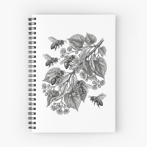 Item preview, Detailed Honey Bees Linden Botanical Illustration designed and sold by AntiqueImages.