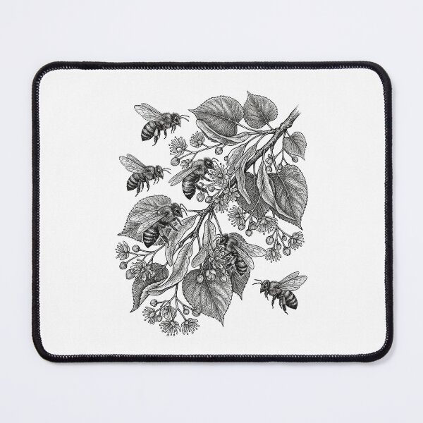 Item preview, Detailed Honey Bees Linden Botanical Illustration designed and sold by AntiqueImages.