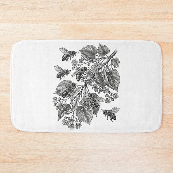 Item preview, Detailed Honey Bees Linden Botanical Illustration designed and sold by AntiqueImages.