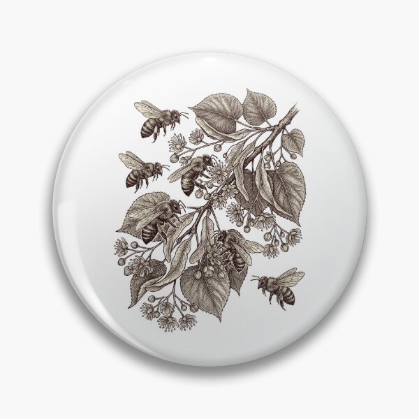 Item preview, Vintage Honey Bee Linden Tree Botanical Illustration designed and sold by AntiqueImages.