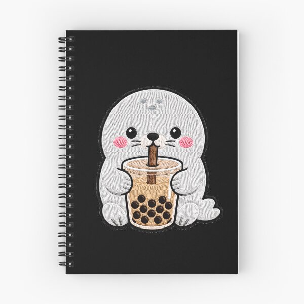 Item preview, Kawaii Seal with Bubble Tea - Cute Seal Embroidery Patch designed and sold by ColorSplash123.