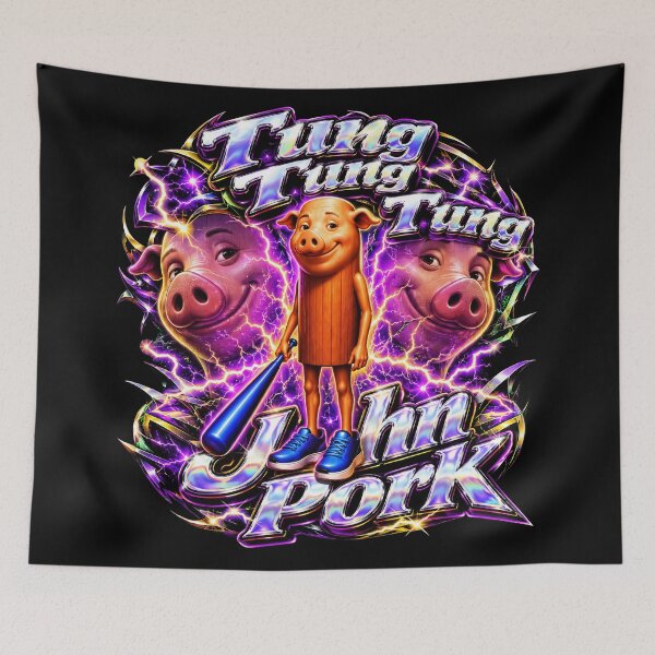 Item preview, Tung Tung Tung John Pork is Calling Y2K Bootleg Dih Meme designed and sold by Kitkin.