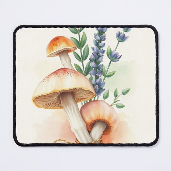 Item preview, Watercolor Mushroom and Lavender Botanical Bouquet designed and sold by Vida e Arte.