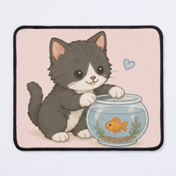 Item preview, Cute Kitten & Fishy Friend designed and sold by MellowMunchkins.