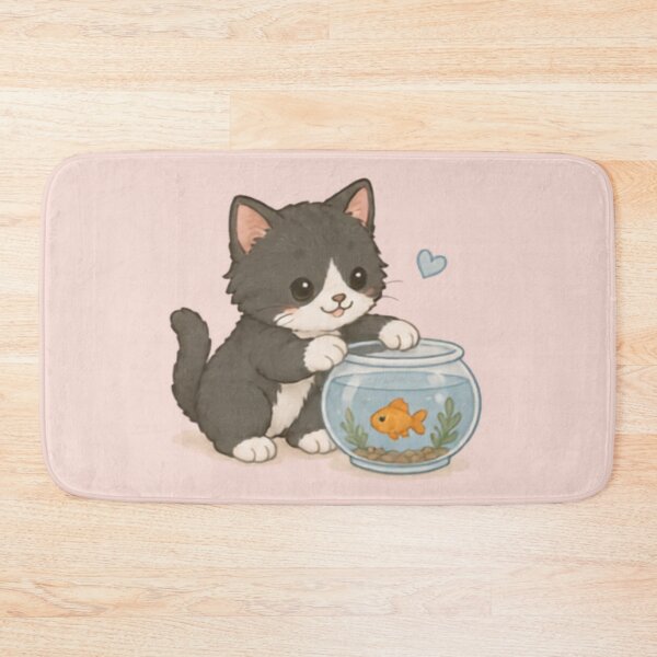 Item preview, Cute Kitten & Fishy Friend designed and sold by MellowMunchkins.