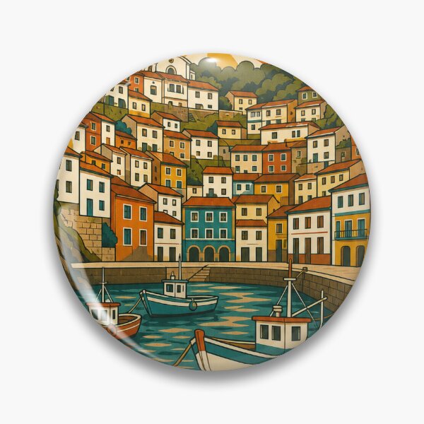 Item preview, Cudillero Spain Travel Souvenir - Retro Illustration designed and sold by VisualArtsOasis.
