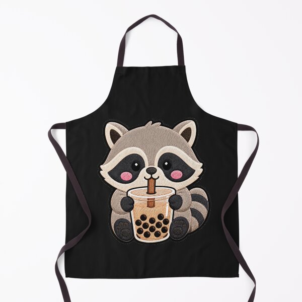 Item preview, Kawaii Raccoon with Bubble Tea - Cute Raccoon Embroidery Patch designed and sold by ColorSplash123.