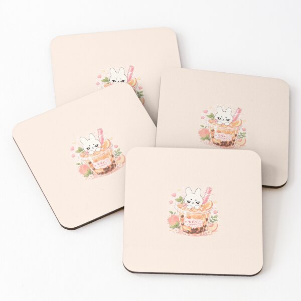Item preview, Kawaii Peach Bubble Tea Bunny designed and sold by kokoriiland.