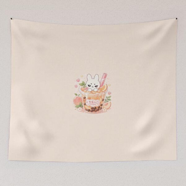 Item preview, Kawaii Peach Bubble Tea Bunny designed and sold by kokoriiland.
