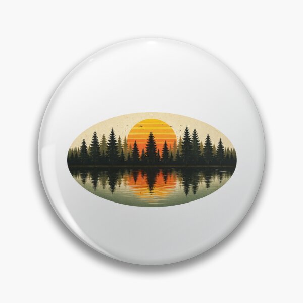 Item preview, vintage sunset forest lake art designed and sold by stikrusak.