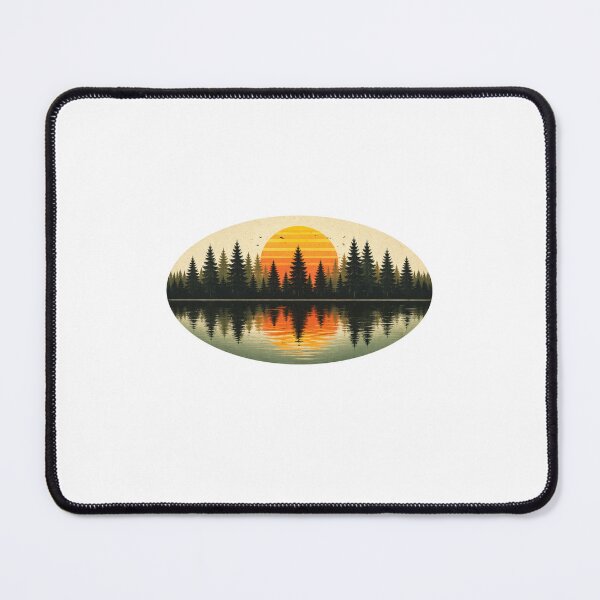 Item preview, vintage sunset forest lake art designed and sold by stikrusak.
