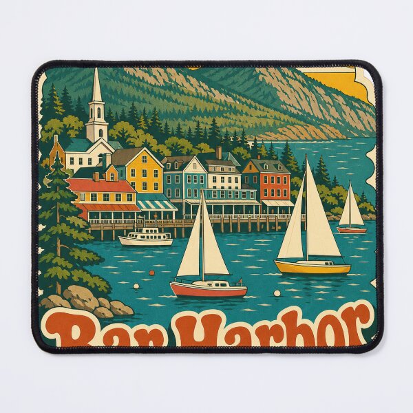Item preview, Bar Harbor USA Travel Souvenir - Retro Illustration designed and sold by VisualArtsOasis.