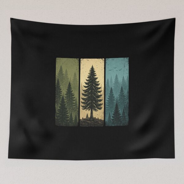 Item preview, vintage pine tree art designed and sold by stikrusak.
