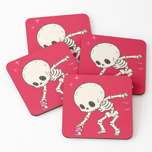 Item preview, Funny Cottagecore Skeleton Foraging Red Mushroom Laptop Sticker designed and sold by bosamji.
