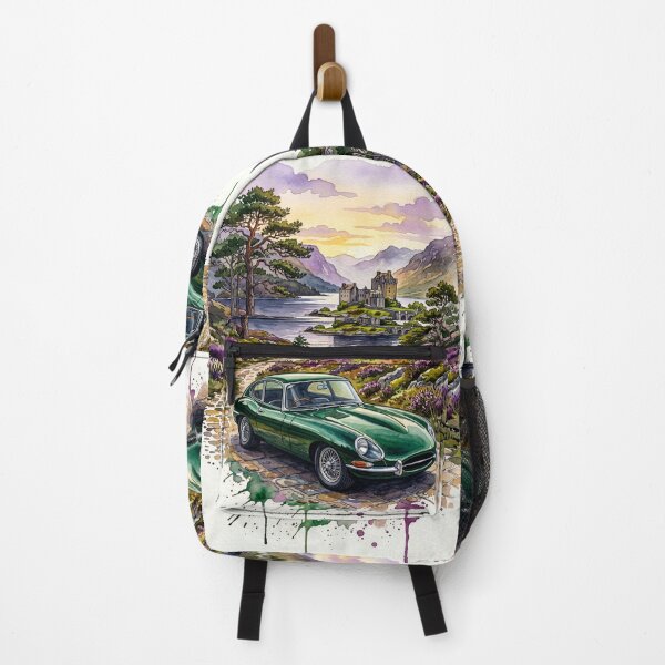 Item preview, Vintage Coventry Straight Six Coupe Scottish Highlands Watercolor Design designed and sold by RevUpDesign.