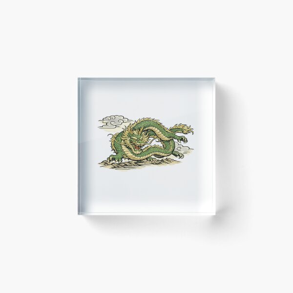 Item preview, Japanese Green Dragon Ukiyo-e | Emerald Dragon Woodblock Print designed and sold by Ukiyo Spirit Studio.