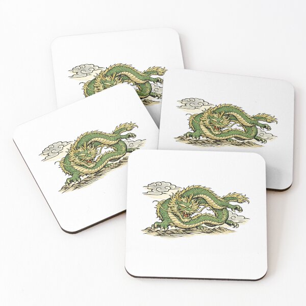 Item preview, Japanese Green Dragon Ukiyo-e | Emerald Dragon Woodblock Print designed and sold by Ukiyo Spirit Studio.